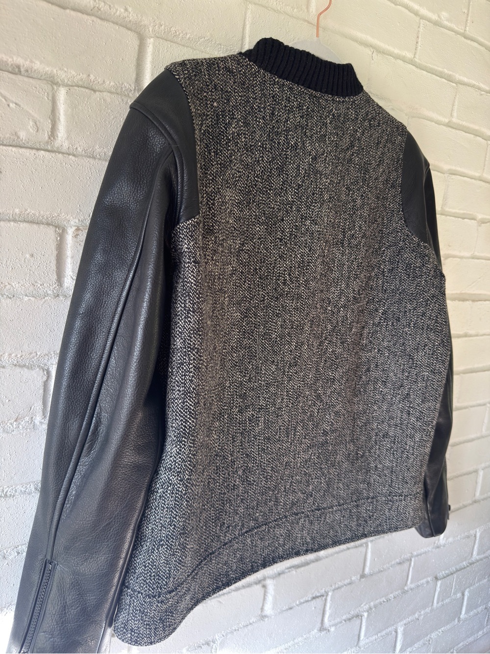 *RARE* TIMO WEILAND Leather & Herringbone Wool Bomber Jacket - Men’s MEDIUM - Picture 5 of 15